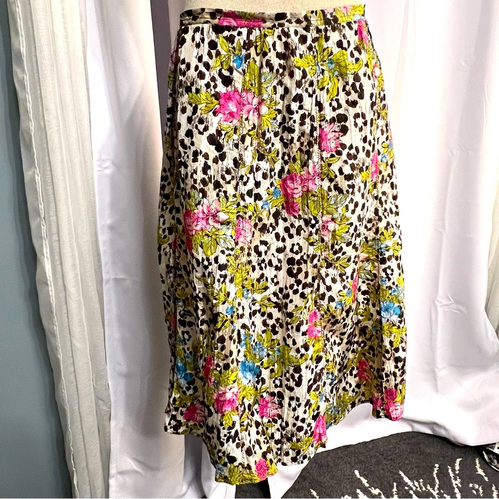 Isabela d. Vintage Floral Silk Skirt Lightweight A-line Multicolor  Sz 4 Likenew